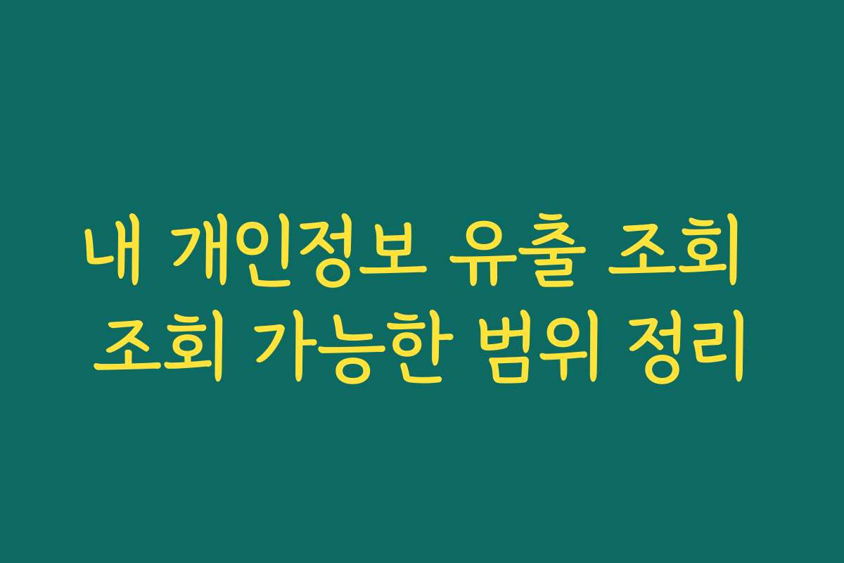 내 개인정보 유출 조회 조회 가능한 범위 정리
