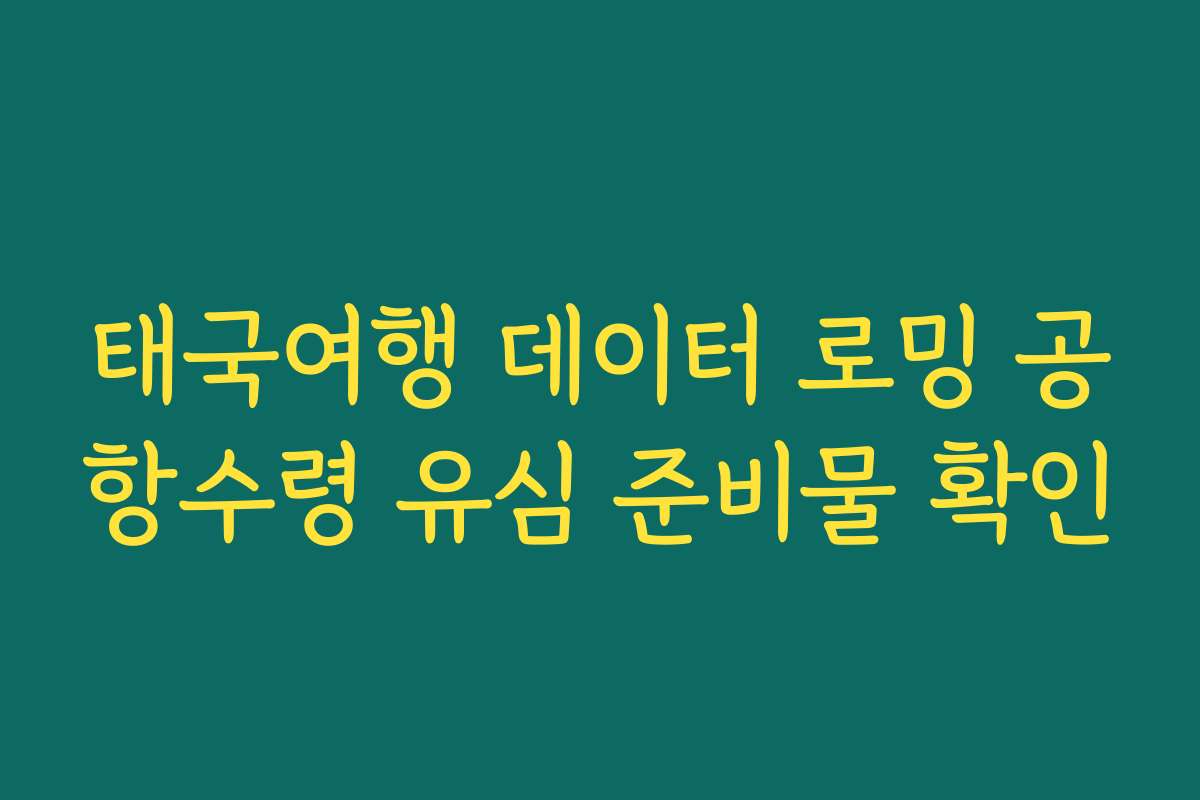 태국여행 데이터 로밍 공항수령 유심 준비물 확인