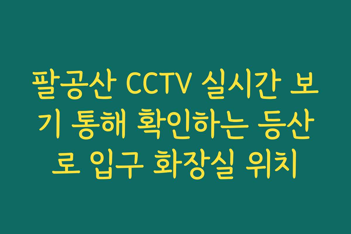 팔공산 CCTV 실시간 보기 통해 확인하는 등산로 입구 화장실 위치