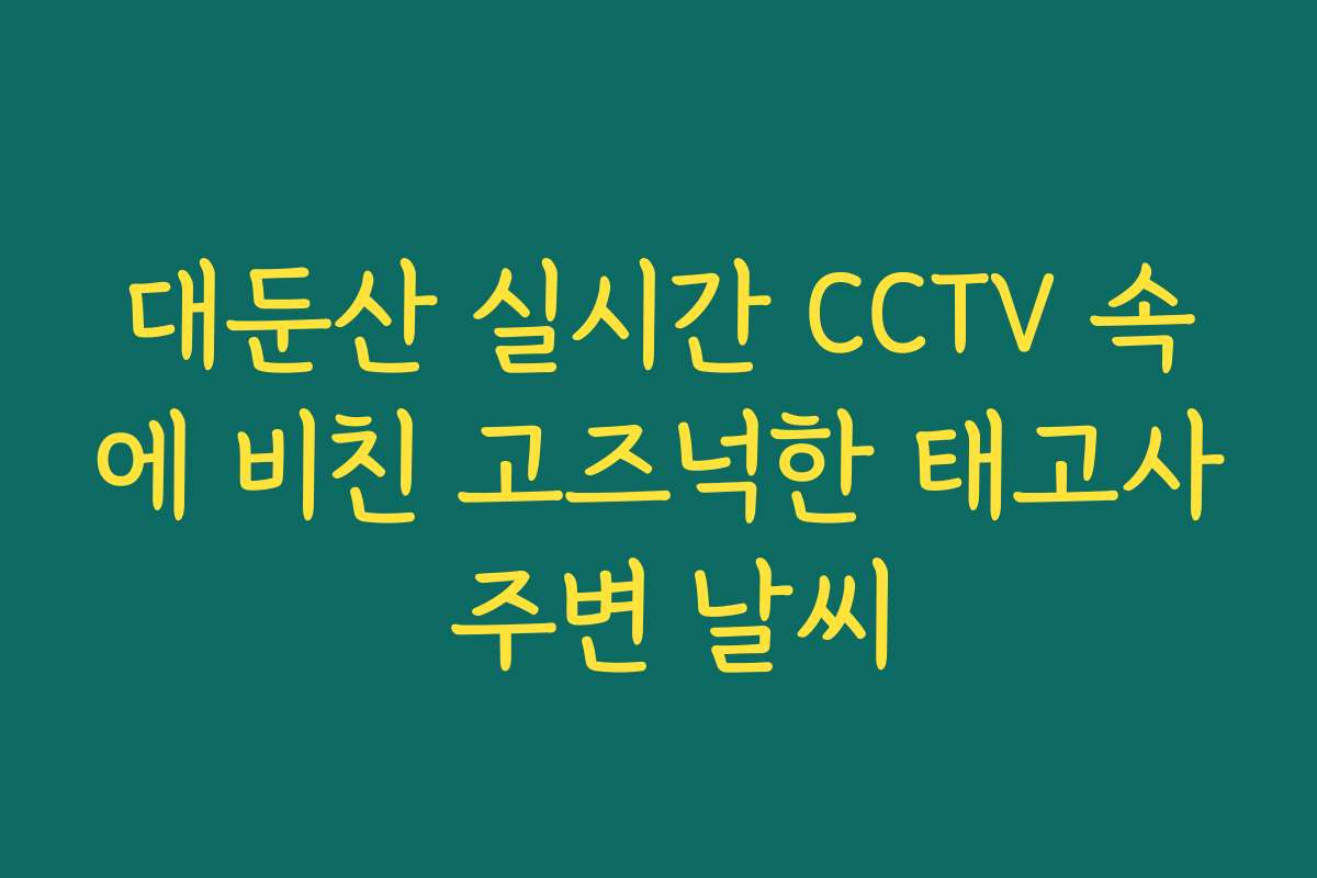 대둔산 실시간 CCTV 속에 비친 고즈넉한 태고사 주변 날씨