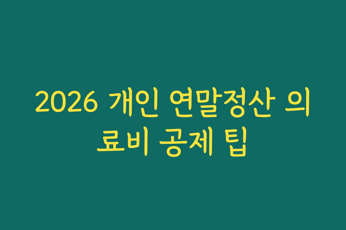 2026 개인 연말정산 의료비 공제 팁
