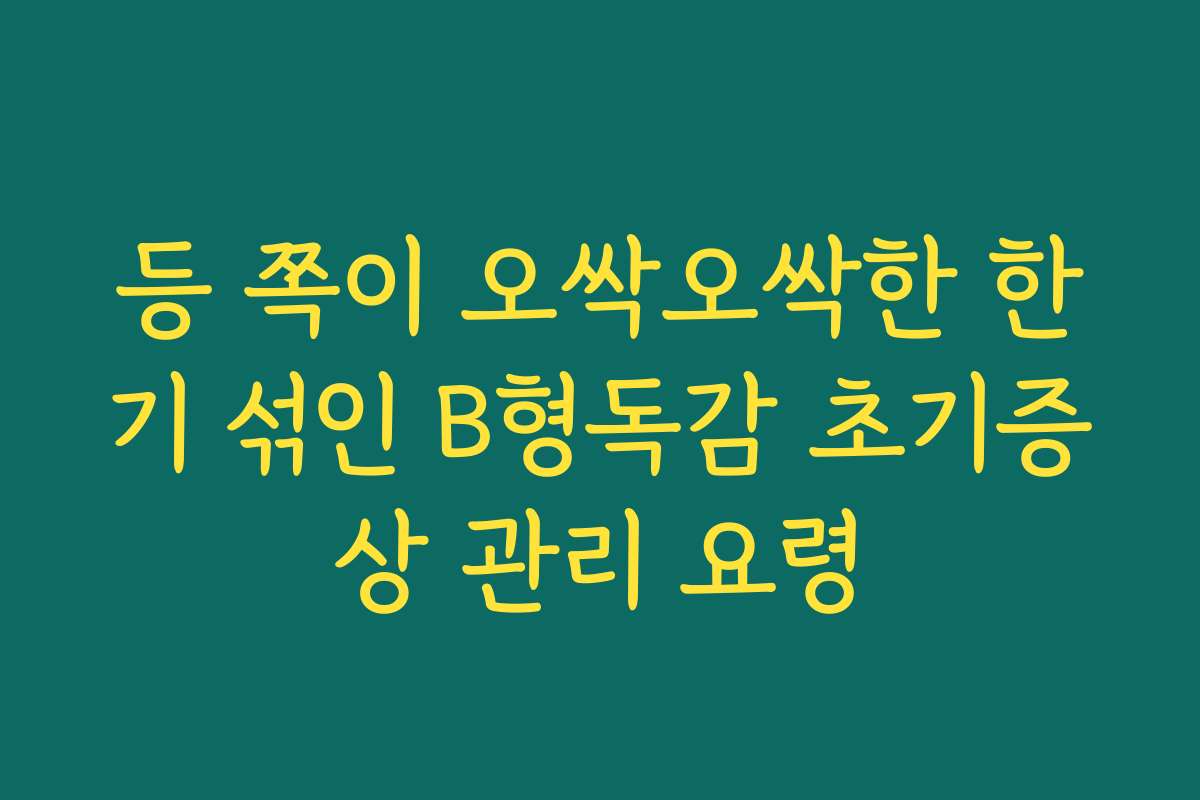 등 쪽이 오싹오싹한 한기 섞인 B형독감 초기증상 관리 요령