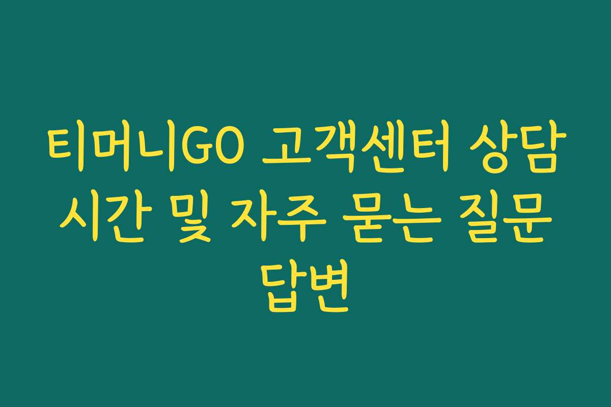티머니GO 고객센터 상담 시간 및 자주 묻는 질문 답변