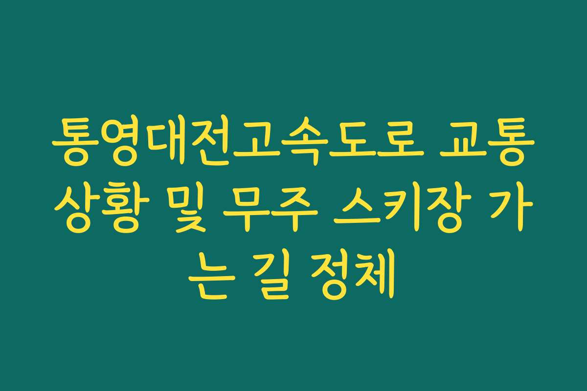 통영대전고속도로 교통상황 및 무주 스키장 가는 길 정체