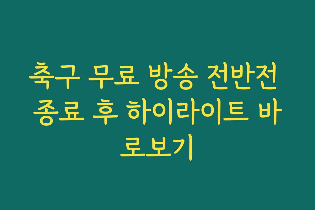 축구 무료 방송 전반전 종료 후 하이라이트 바로보기