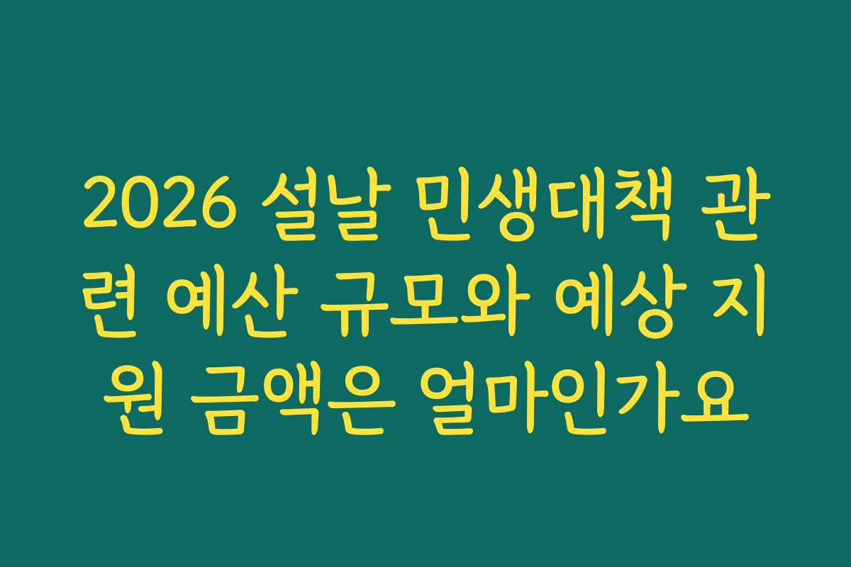 2026 설날 민생대책 관련 예산 규모와 예상 지원 금액은 얼마인가요
