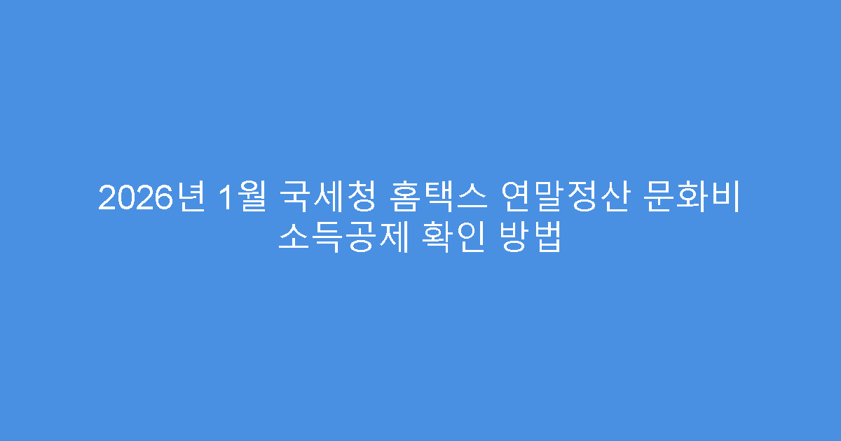2026년 1월 국세청 홈택스 연말정산 문화비 소득공제 확인 방법