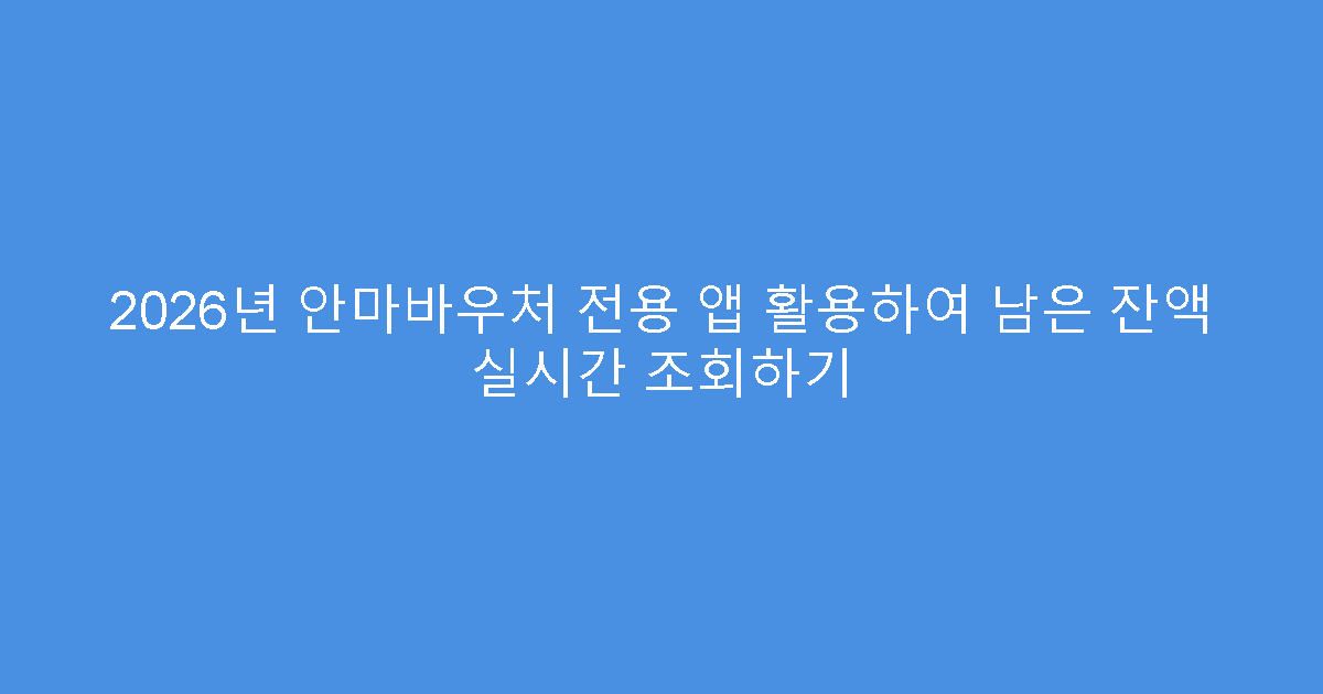 2026년 안마바우처 전용 앱 활용하여 남은 잔액 실시간 조회하기