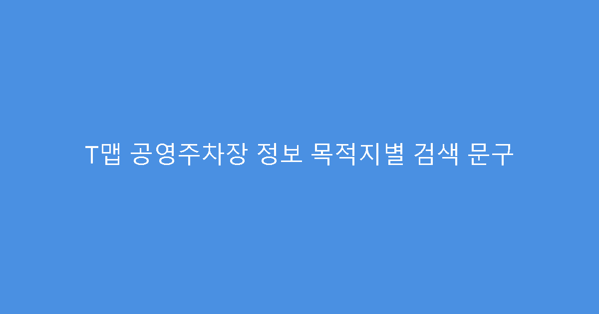 T맵 공영주차장 정보 목적지별 검색 문구