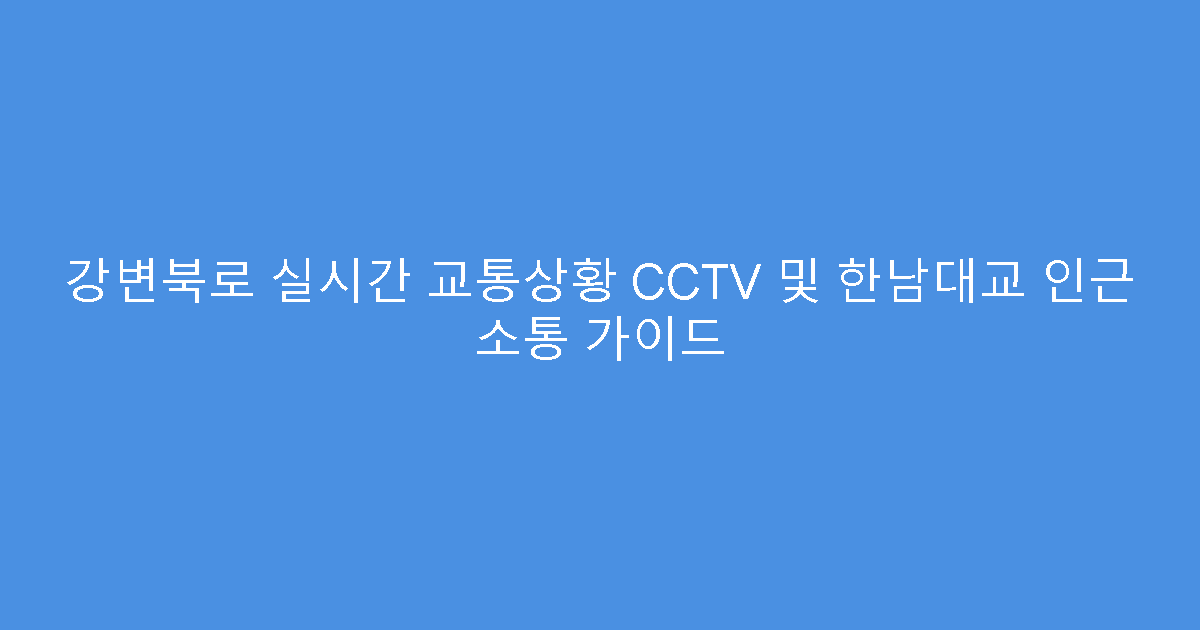 강변북로 실시간 교통상황 CCTV 및 한남대교 인근 소통 가이드