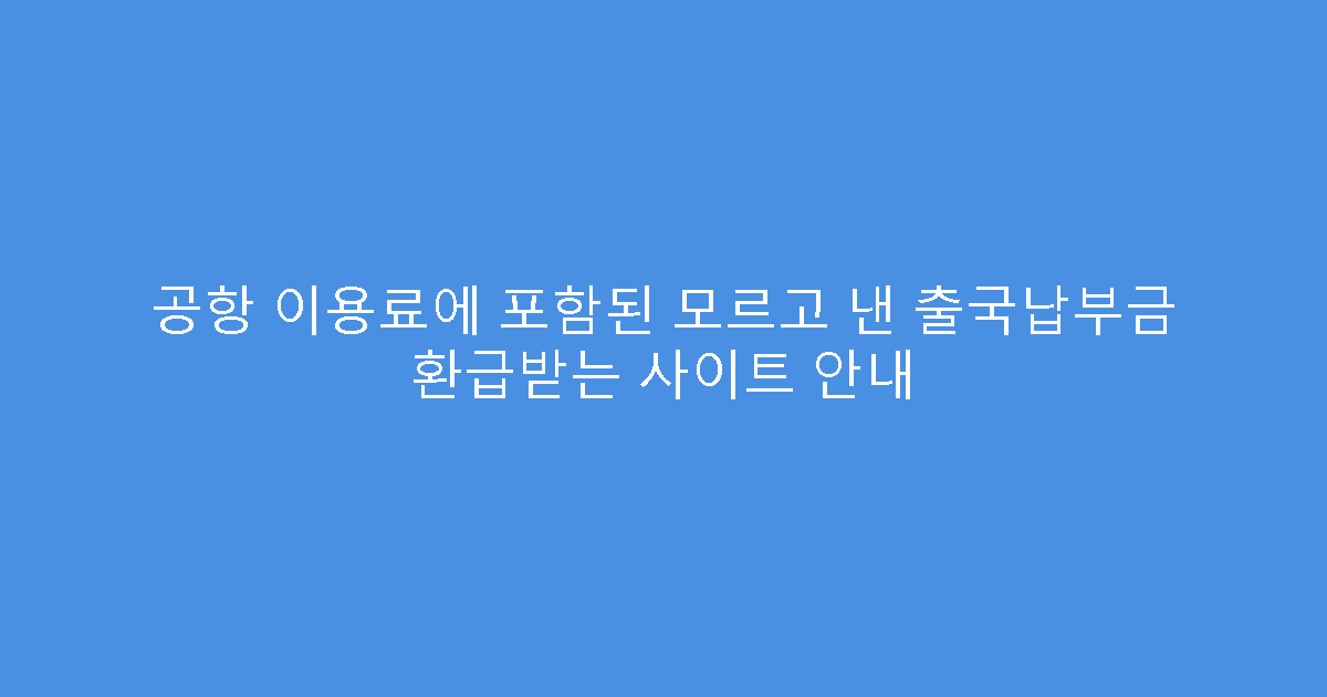공항 이용료에 포함된 모르고 낸 출국납부금 환급받는 사이트 안내