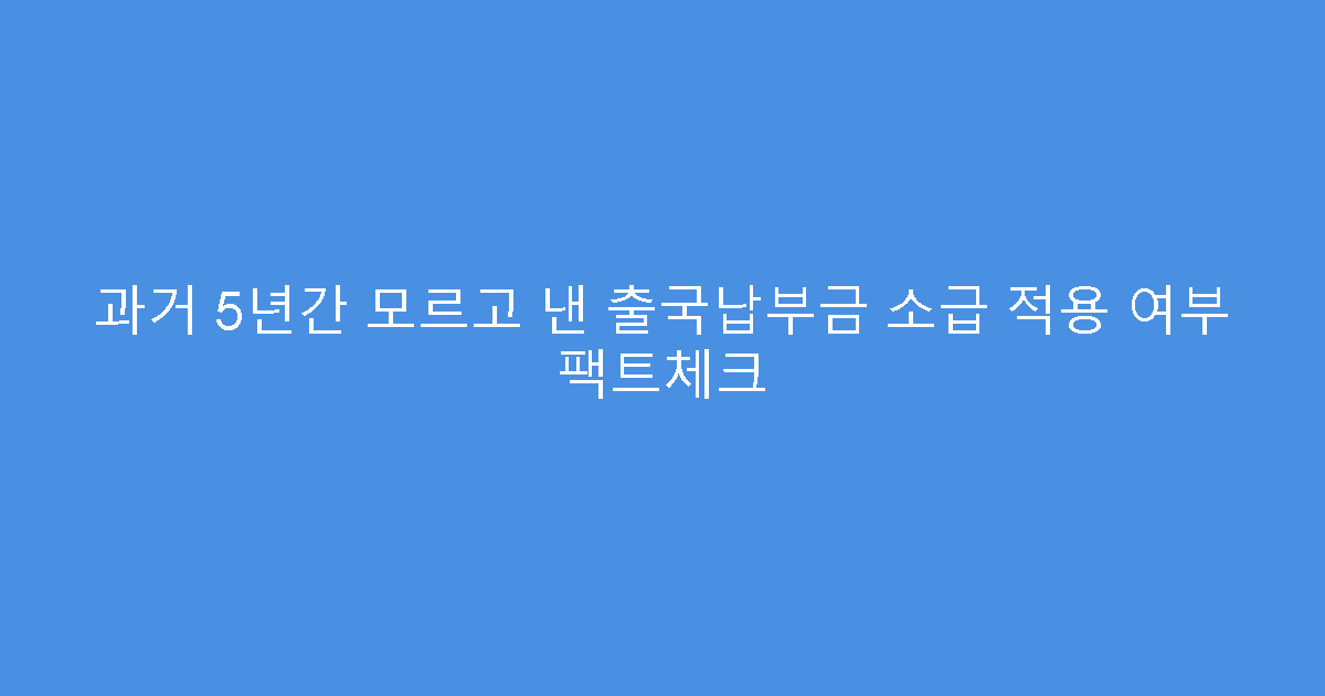 과거 5년간 모르고 낸 출국납부금 소급 적용 여부 팩트체크