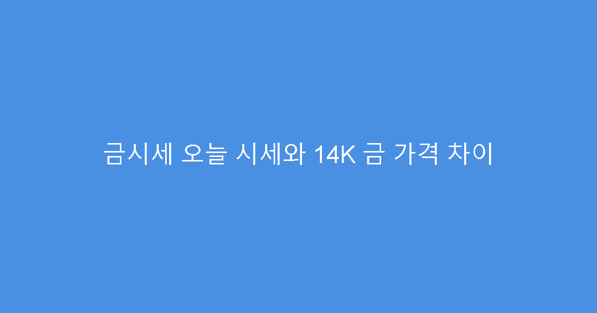 금시세 오늘 시세와 14K 금 가격 차이