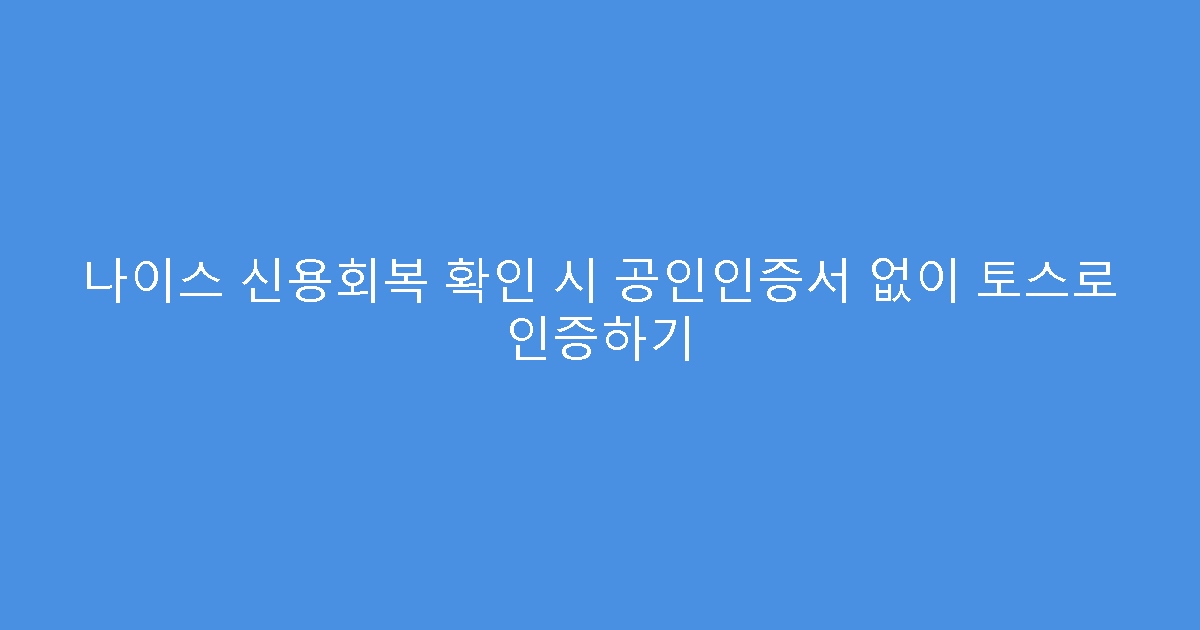 나이스 신용회복 확인 시 공인인증서 없이 토스로 인증하기
