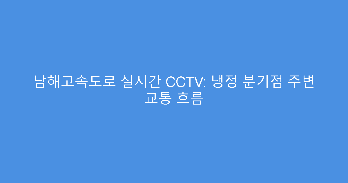 남해고속도로 실시간 CCTV: 냉정 분기점 주변 교통 흐름
