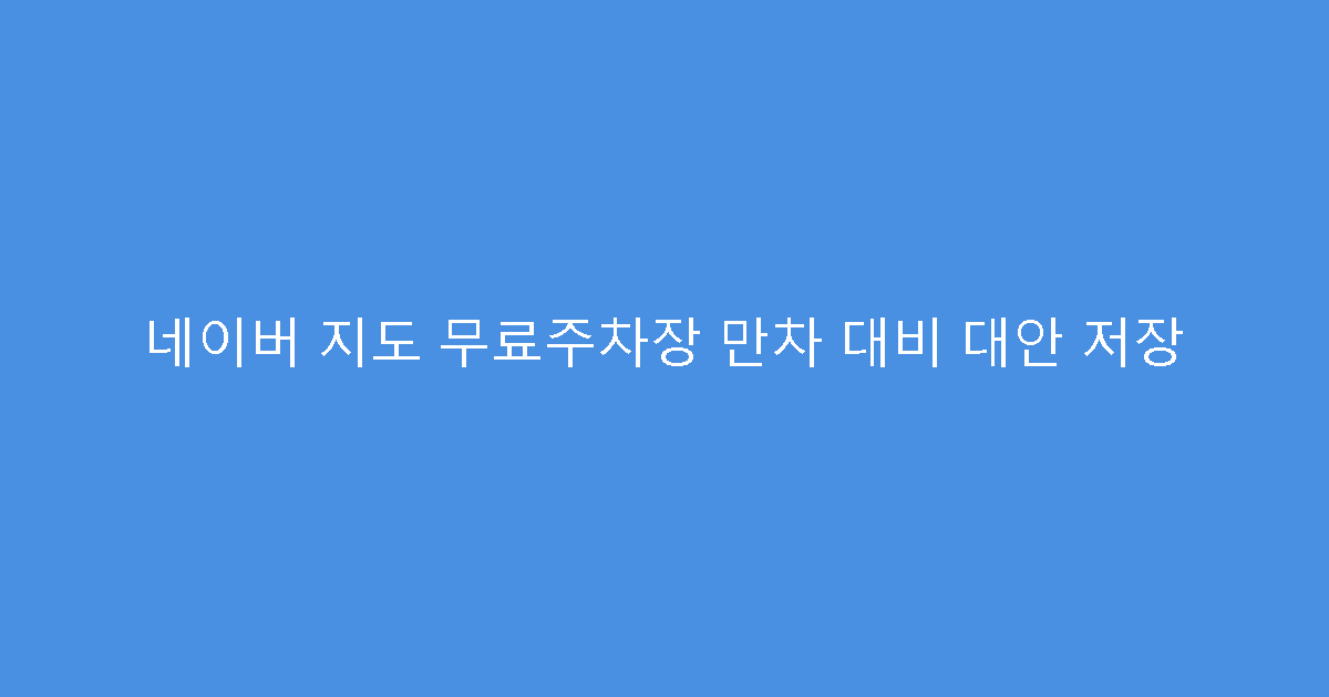 네이버 지도 무료주차장 만차 대비 대안 저장