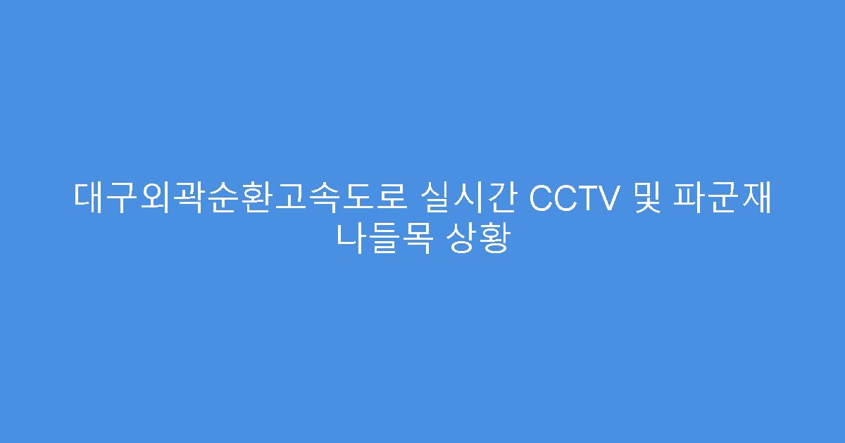 대구외곽순환고속도로 실시간 CCTV 및 파군재 나들목 상황