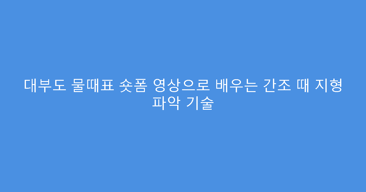 대부도 물때표 숏폼 영상으로 배우는 간조 때 지형 파악 기술