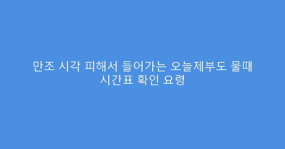 만조 시각 피해서 들어가는 오늘제부도 물때 시간표 확인 요령