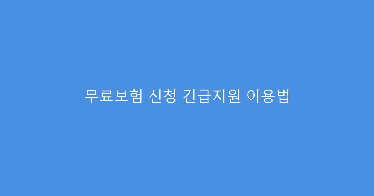 무료보험 신청 긴급지원 이용법