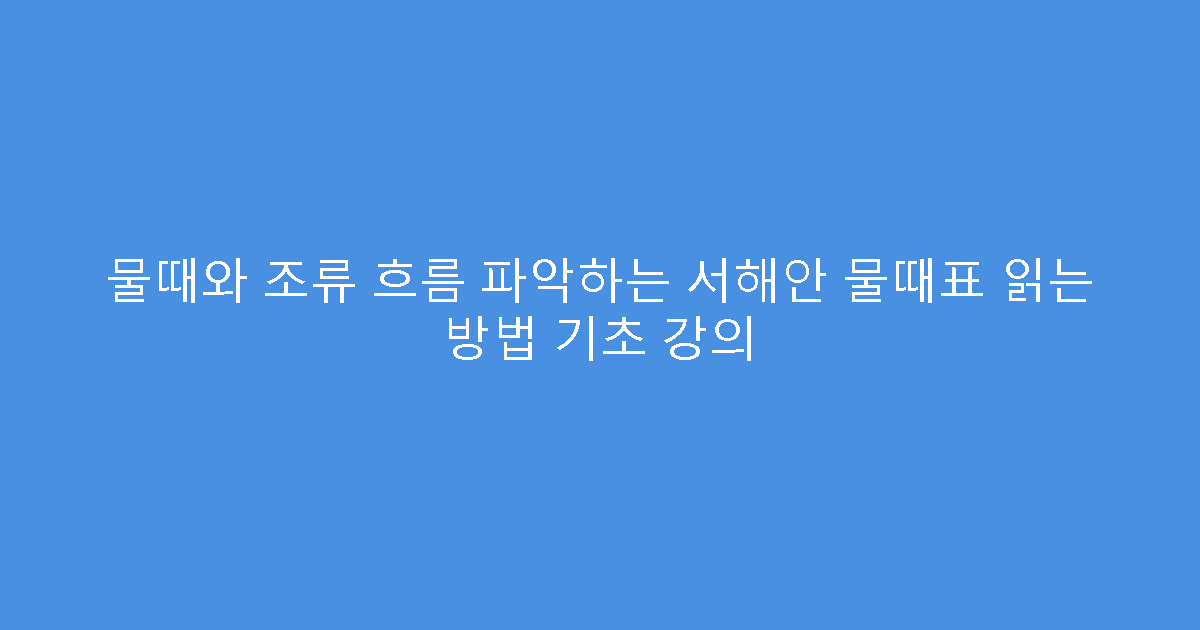 물때와 조류 흐름 파악하는 서해안 물때표 읽는 방법 기초 강의