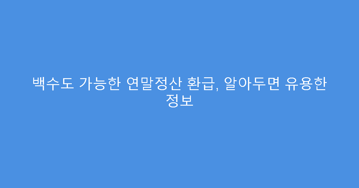 백수도 가능한 연말정산 환급, 알아두면 유용한 정보