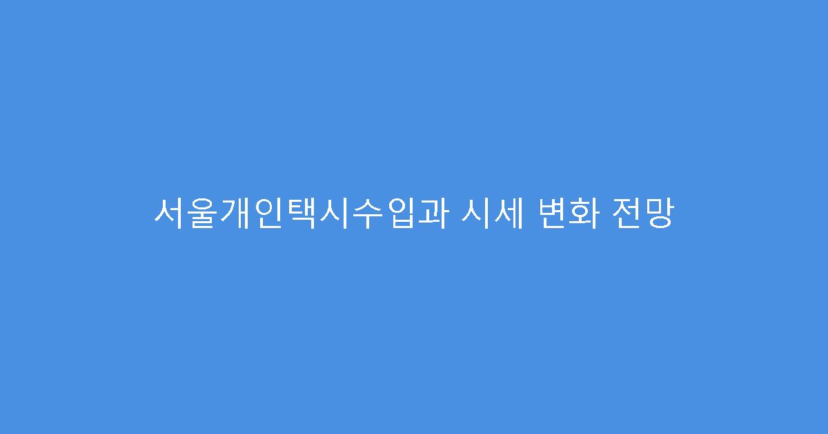 서울개인택시수입과 시세 변화 전망