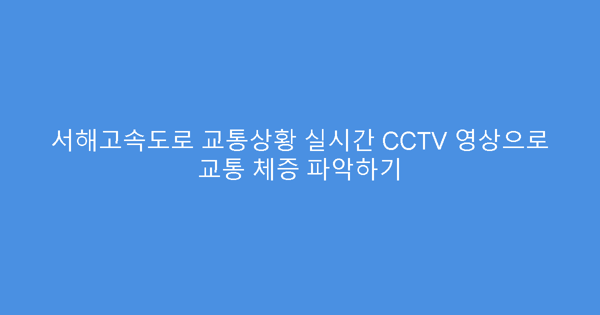 서해고속도로 교통상황 실시간 CCTV 영상으로 교통 체증 파악하기