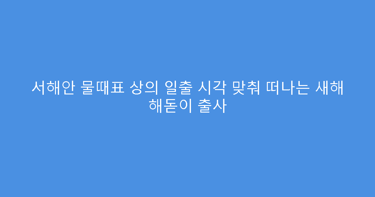 서해안 물때표 상의 일출 시각 맞춰 떠나는 새해 해돋이 출사