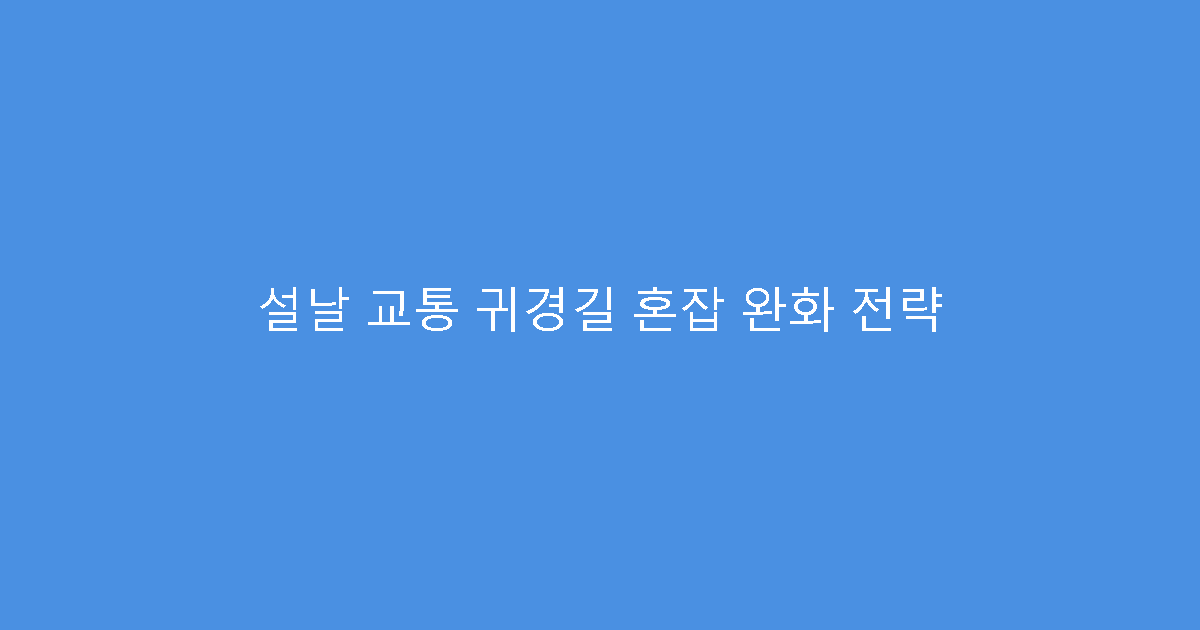 설날 교통 귀경길 혼잡 완화 전략