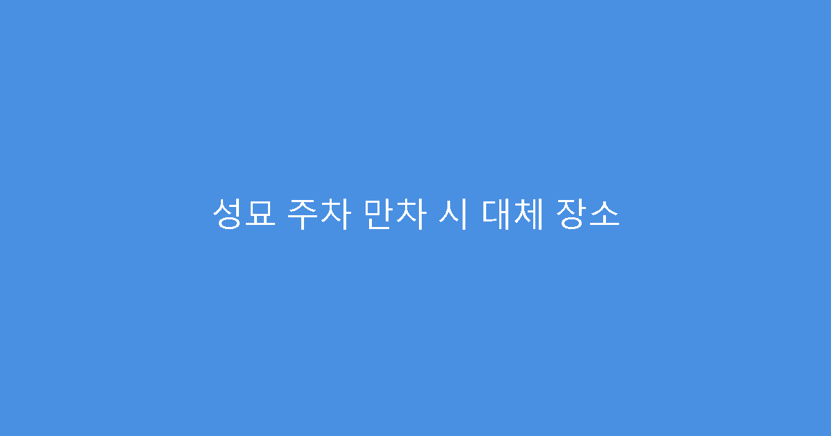 성묘 주차 만차 시 대체 장소