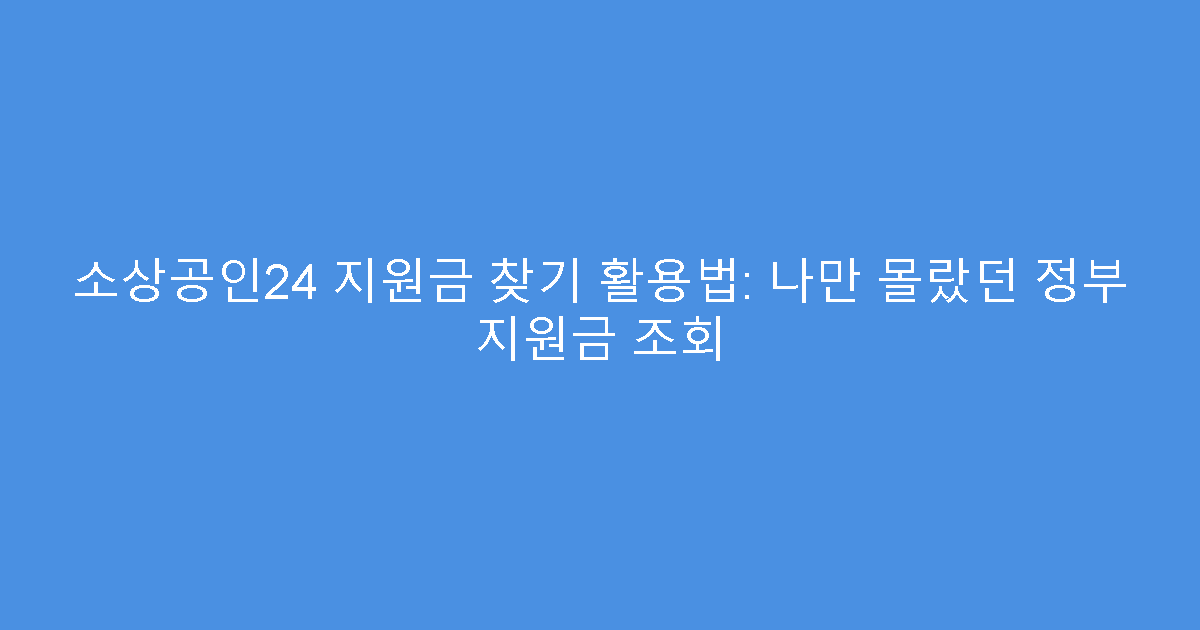 소상공인24 지원금 찾기 활용법: 나만 몰랐던 정부 지원금 조회