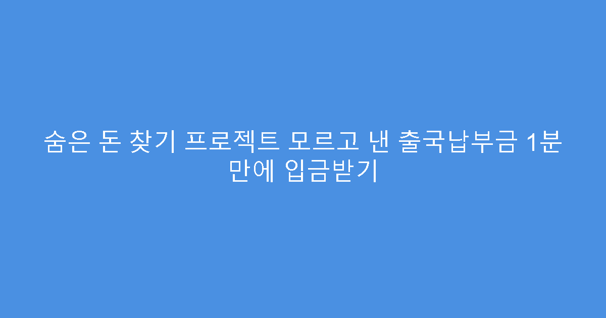 숨은 돈 찾기 프로젝트 모르고 낸 출국납부금 1분 만에 입금받기