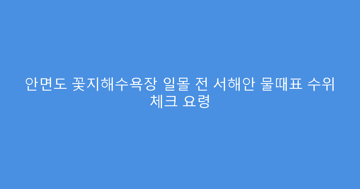 안면도 꽃지해수욕장 일몰 전 서해안 물때표 수위 체크 요령