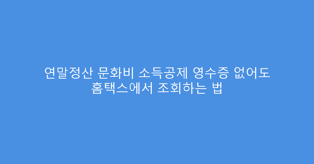 연말정산 문화비 소득공제 영수증 없어도 홈택스에서 조회하는 법
