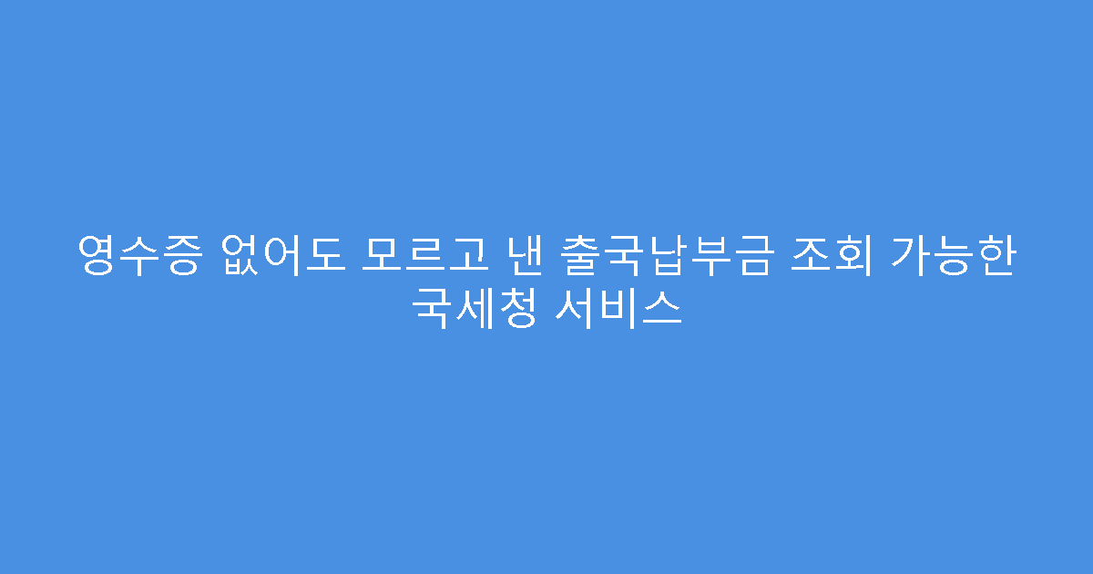 영수증 없어도 모르고 낸 출국납부금 조회 가능한 국세청 서비스