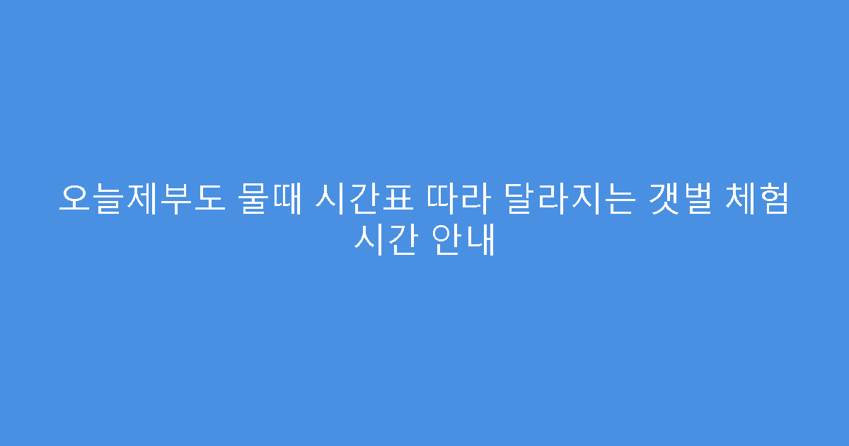 오늘제부도 물때 시간표 따라 달라지는 갯벌 체험 시간 안내
