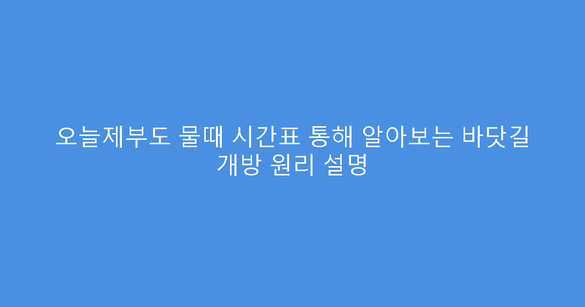 오늘제부도 물때 시간표 통해 알아보는 바닷길 개방 원리 설명