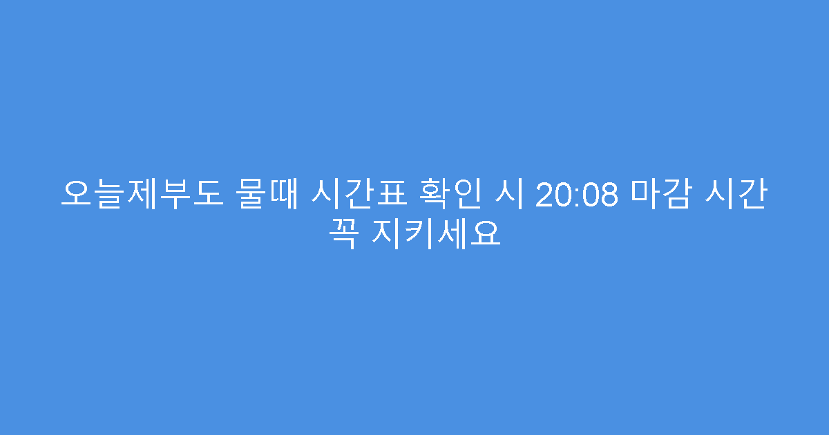 오늘제부도 물때 시간표 확인 시 20:08 마감 시간 꼭 지키세요