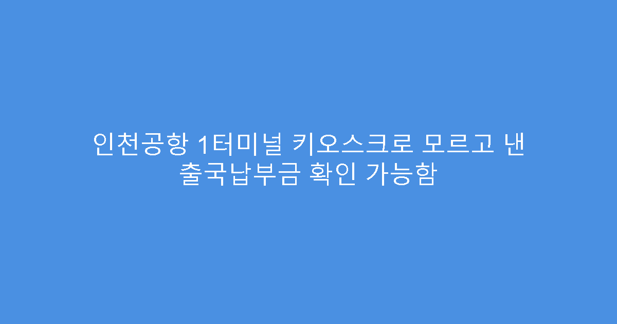 인천공항 1터미널 키오스크로 모르고 낸 출국납부금 확인 가능함