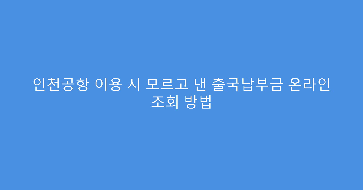 인천공항 이용 시 모르고 낸 출국납부금 온라인 조회 방법