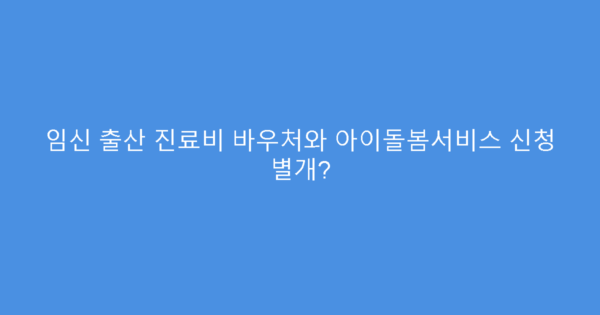 임신 출산 진료비 바우처와 아이돌봄서비스 신청 별개?