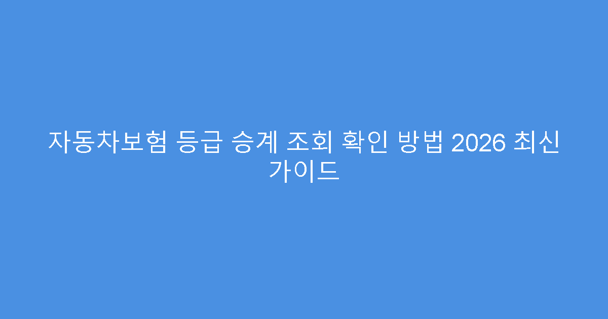 자동차보험 등급 승계 조회 확인 방법 2026 최신 가이드