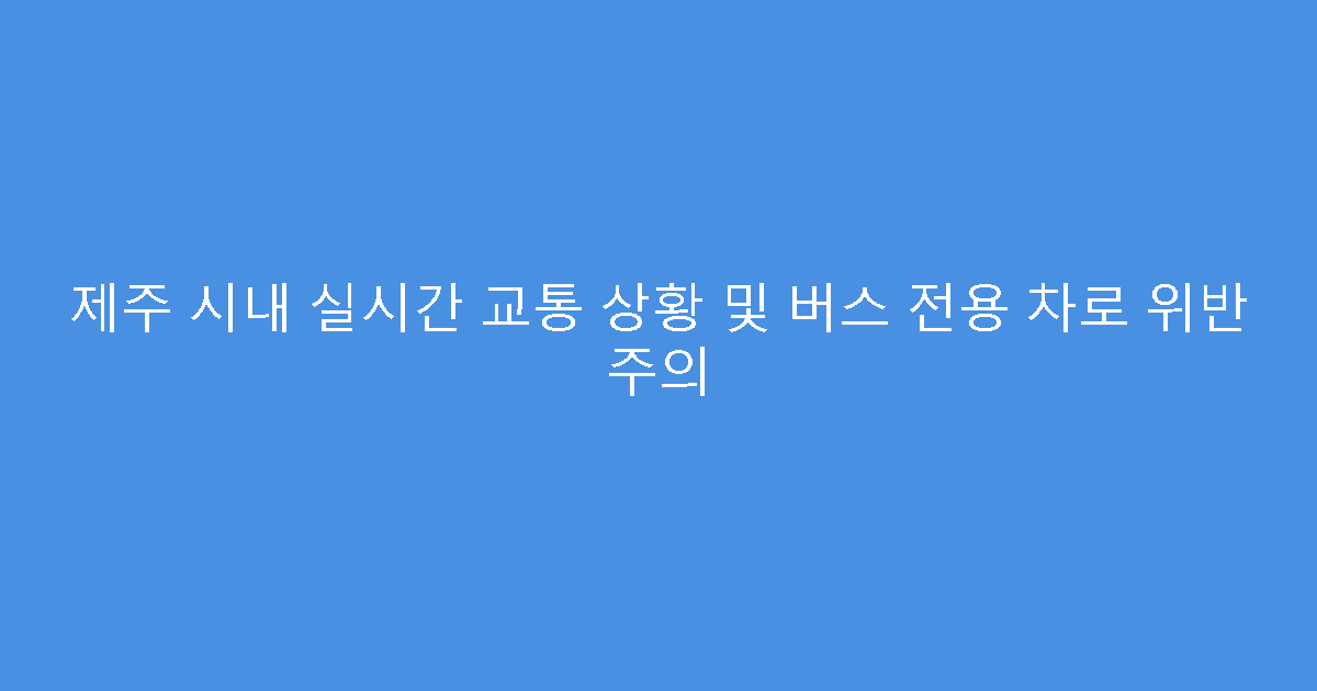 제주 시내 실시간 교통 상황 및 버스 전용 차로 위반 주의