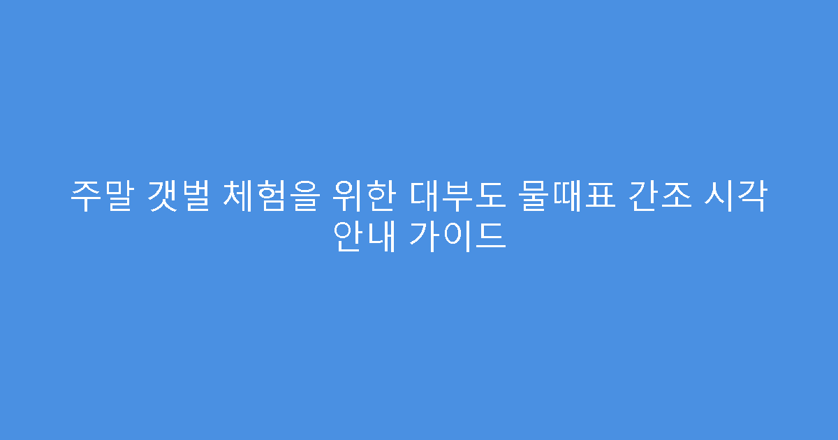 주말 갯벌 체험을 위한 대부도 물때표 간조 시각 안내 가이드