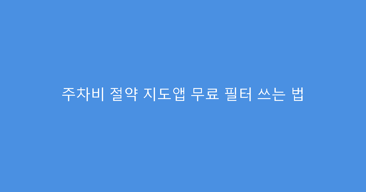 주차비 절약 지도앱 무료 필터 쓰는 법