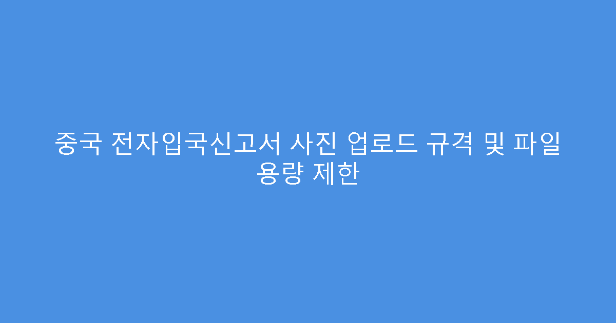 중국 전자입국신고서 사진 업로드 규격 및 파일 용량 제한