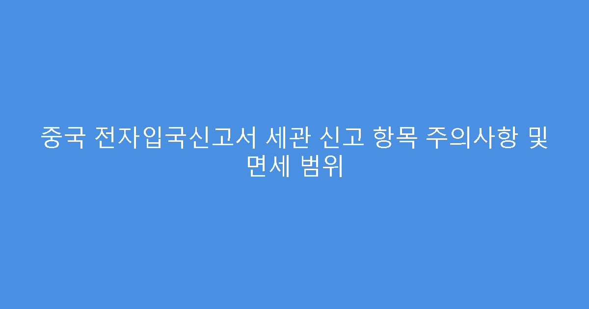 중국 전자입국신고서 세관 신고 항목 주의사항 및 면세 범위