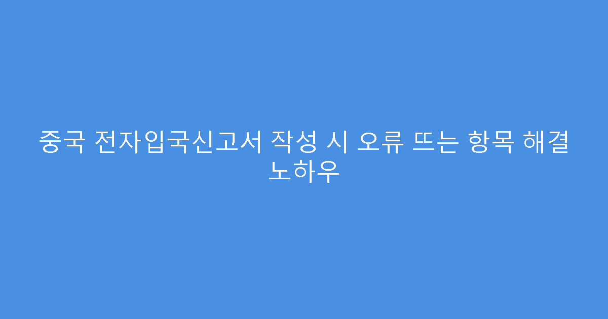 중국 전자입국신고서 작성 시 오류 뜨는 항목 해결 노하우