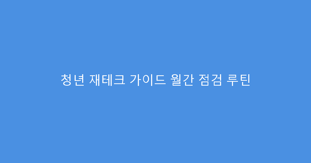청년 재테크 가이드 월간 점검 루틴